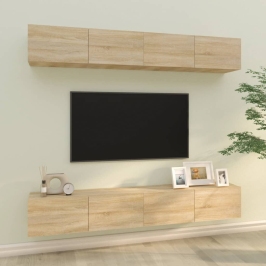Muebles de TV 4 piezas roble Sonoma 100x30x30 cm