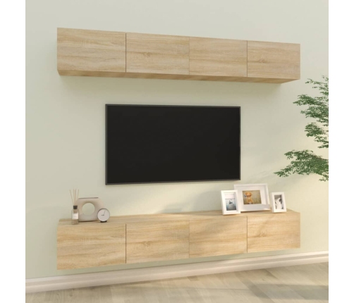 Muebles de TV 4 piezas roble Sonoma 100x30x30 cm