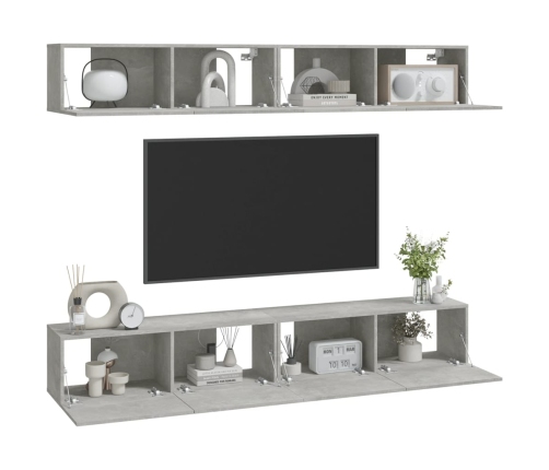 vidaXL Muebles de TV 4 piezas gris hormigón 100x30x30 cm