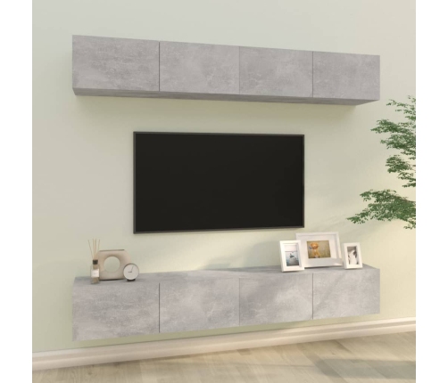 Muebles de TV 4 piezas gris hormigón 100x30x30 cm