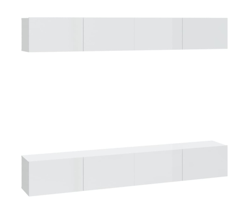 Muebles de TV 4 piezas blanco brillante 100x30x30 cm