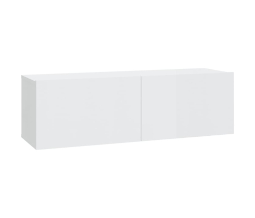 Muebles de TV 4 piezas blanco brillante 100x30x30 cm