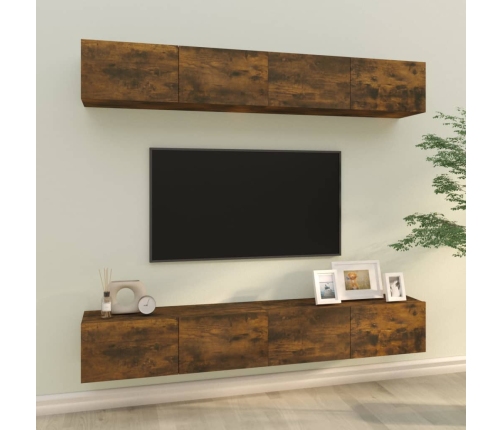 Muebles de TV 4 piezas roble ahumado 100x30x30 cm