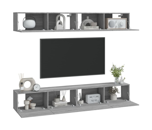 Muebles de TV 4 piezas gris Sonoma 100x30x30 cm