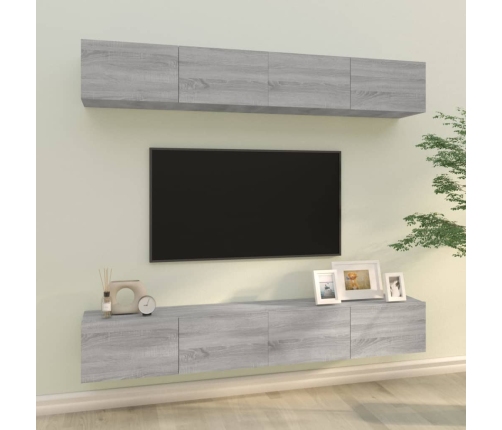 Muebles de TV 4 piezas gris Sonoma 100x30x30 cm