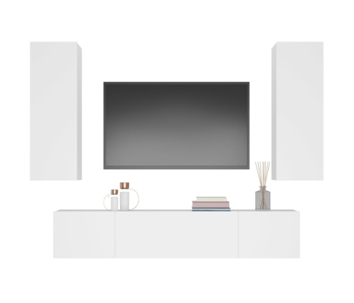 Set de muebles para TV 4 piezas madera contrachapada blanco