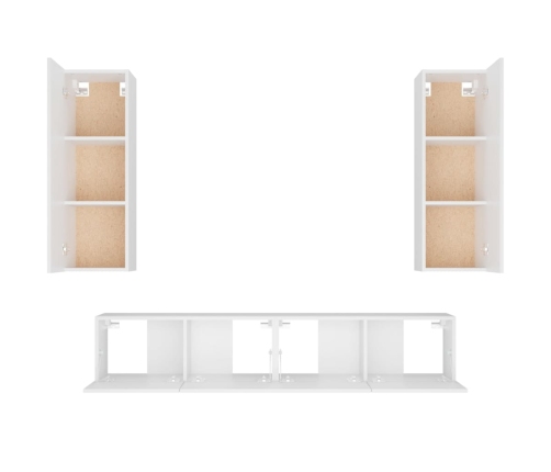 Set de muebles para TV 4 piezas madera contrachapada blanco