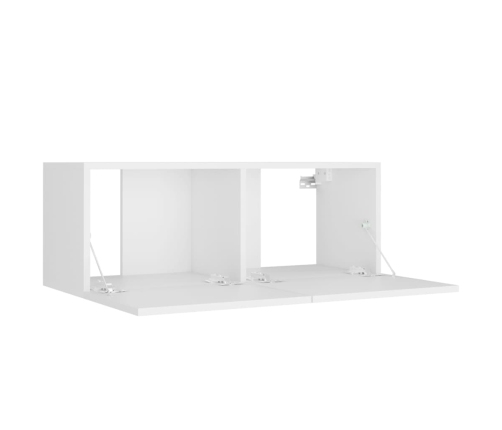 Set de muebles para TV 4 piezas madera contrachapada blanco