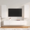 Set de muebles para TV 4 piezas madera contrachapada blanco