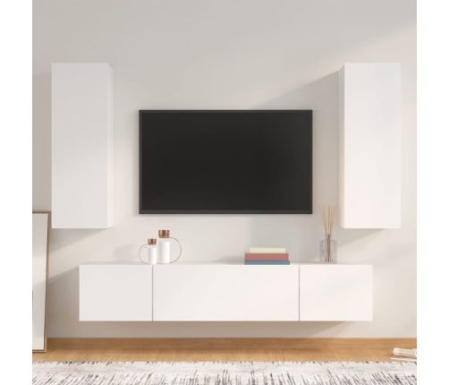 Set de muebles para TV 4 piezas madera contrachapada blanco