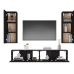 Set de muebles para TV 4 piezas madera contrachapada negro