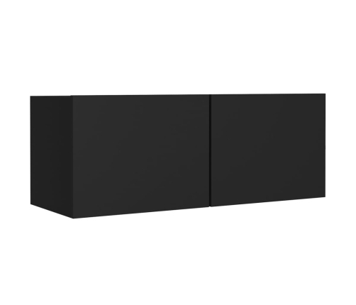 Set de muebles para TV 4 piezas madera contrachapada negro