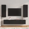 Set de muebles para TV 4 piezas madera contrachapada negro