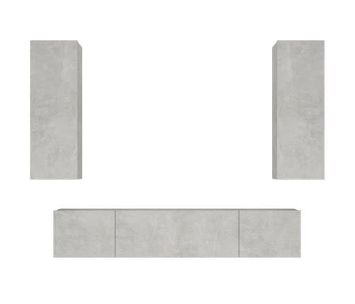 Set de muebles de TV 4 pzas madera contrachapada gris hormigón