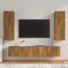 Set de muebles de TV 4 pzas madera contrachapada roble ahumado