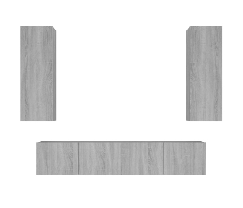 Set de muebles para TV 4 pzas madera contrachapada gris Sonoma