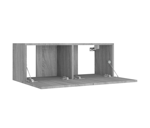 Set de muebles para TV 4 pzas madera contrachapada gris Sonoma