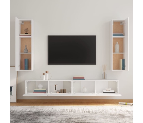 Set de muebles para TV 4 piezas madera contrachapada blanco