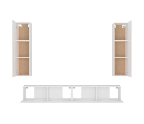 Set de muebles para TV 4 piezas madera contrachapada blanco