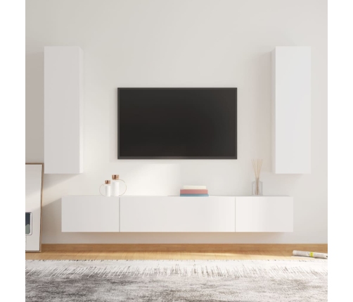 Set de muebles para TV 4 piezas madera contrachapada blanco