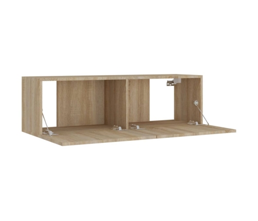 Set de muebles para TV 4 pzas madera contrachapada roble Sonoma