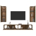 Set de muebles de TV 4 pzas madera contrachapada roble ahumado