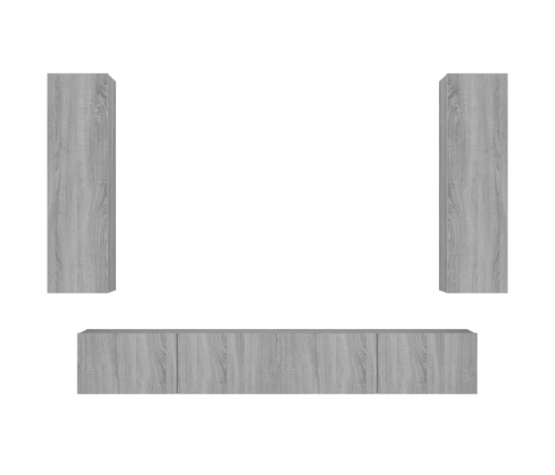 Set de muebles para TV 4 pzas madera contrachapada gris Sonoma