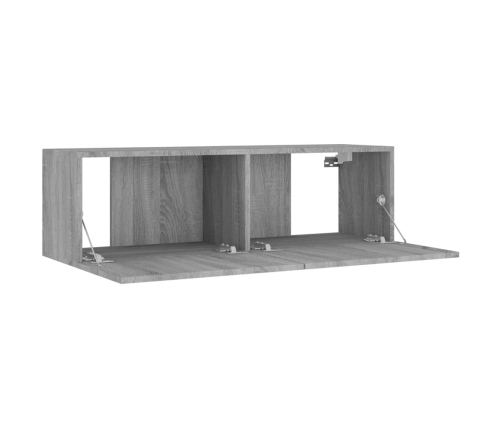 Set de muebles para TV 4 pzas madera contrachapada gris Sonoma