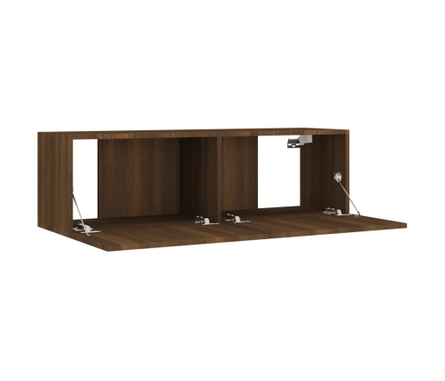 Set de muebles para TV 4 pzas madera contrachapada marrón roble