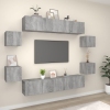 Set de muebles para TV 8 pzas madera contrachapada gris Sonoma