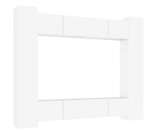 Set de muebles para TV 8 piezas madera contrachapada blanco