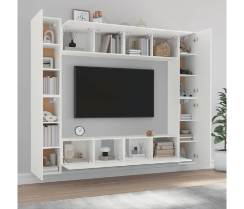 Set de muebles para TV 8 piezas madera contrachapada blanco