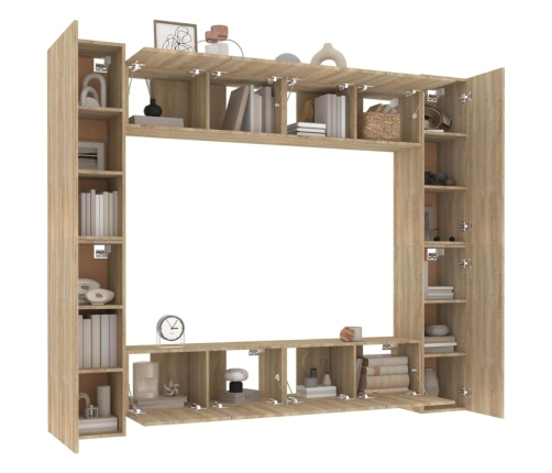 Set de muebles para TV 8 pzas madera contrachapada roble Sonoma