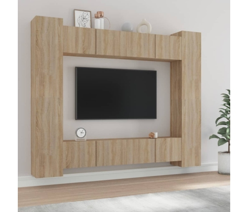 Set de muebles para TV 8 pzas madera contrachapada roble Sonoma