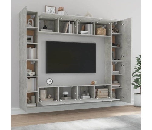 Set de muebles de TV 8 pzas madera contrachapada gris hormigón