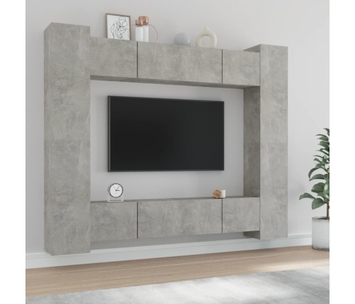 Set de muebles de TV 8 pzas madera contrachapada gris hormigón