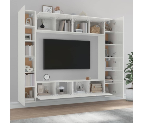 vidaXL Set de muebles de TV 8 pzas madera contrachapada blanco brillo