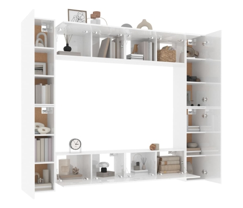 vidaXL Set de muebles de TV 8 pzas madera contrachapada blanco brillo