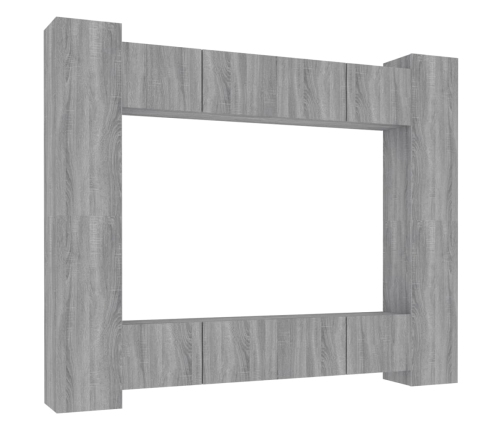 Set de muebles para TV 8 pzas madera contrachapada gris Sonoma