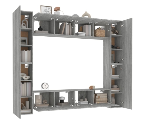 Set de muebles para TV 8 pzas madera contrachapada gris Sonoma