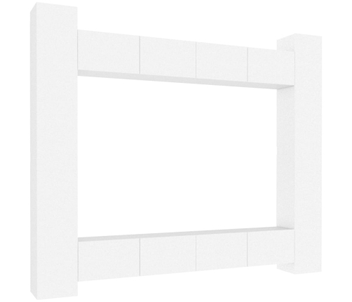 Set de muebles para TV 8 piezas madera contrachapada blanco