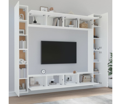 Set de muebles para TV 8 piezas madera contrachapada blanco