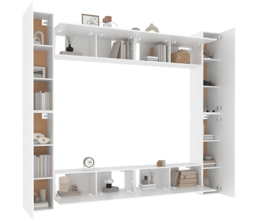 Set de muebles para TV 8 piezas madera contrachapada blanco