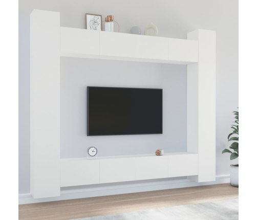 Set de muebles para TV 8 piezas madera contrachapada blanco