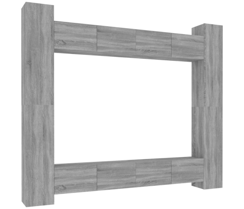 Set de muebles para TV 8 pzas madera contrachapada gris Sonoma