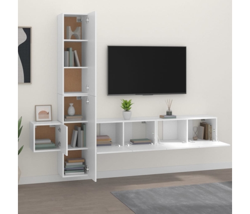 Set de muebles para TV 5 piezas madera contrachapada blanco