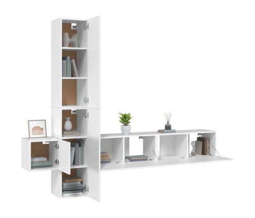 Set de muebles para TV 5 piezas madera contrachapada blanco