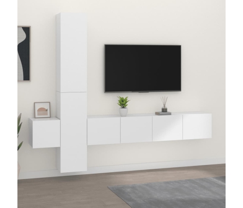 Set de muebles para TV 5 piezas madera contrachapada blanco