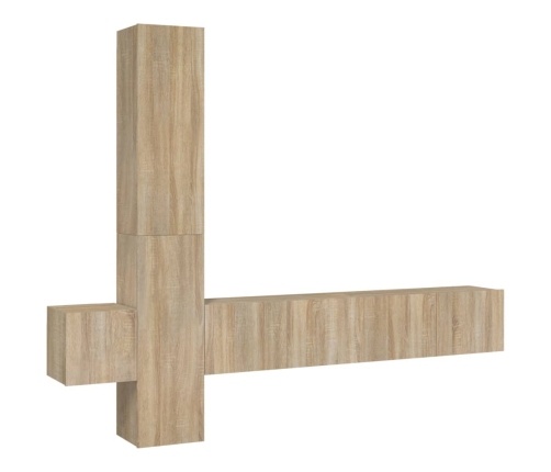 Set de muebles para TV 5 pzas madera contrachapada roble Sonoma