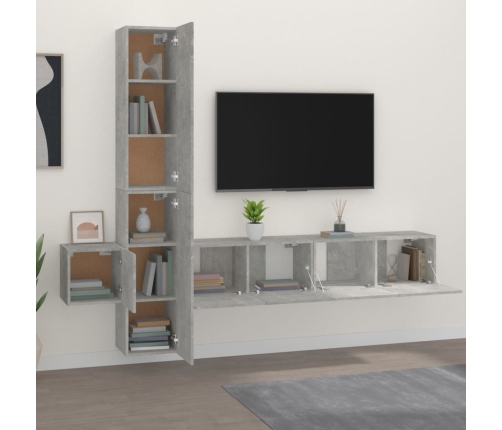 Set de muebles de TV 5 pzas madera contrachapada gris hormigón